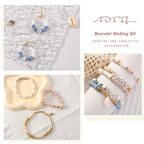 ADIIL 7200 Pcs Clay Beads Bracelet Making Kit, 24 Neutral Colors 6mm Polymer Clay Beads for Jewelry Making, Friendship Bracelet Heishi Beads with ADIIL