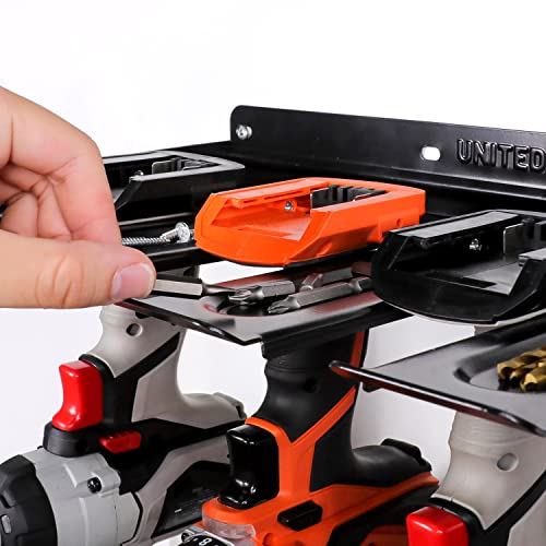 UNITEDPOWER Electric Drill Storage Rack, Holds 4 Drills, 2022 Upgraded Wall Mounted Power Tool Organizer for Workshop, Shed, Garage, Home (Drill UNITEDPOWER