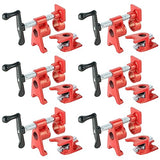 ATPEAM Wood Gluing Pipe Clamp Set | 6 Pack 3/4’’ Heavy Duty Cast Iron Quick Release Pipe Clamps for Woodworking with Unique Foot Design (6, 3/4'') ATPEAM