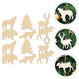 Sewroro 30pcs Unfinished Wooden Cutouts DIY Animal Wood Slices Elk Xmas Tree Fox Wolf Blank Discs Xmas Tree Hanging Ornament Decoration for DIY Sewroro