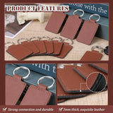 Tikjiua Rectangular Leather Key Fob Kit - 10 Pcs PU Leather Key Fobs with Rivets and Keychain Ring, Leather Keychains Holder for Keychain Making Tikjiua