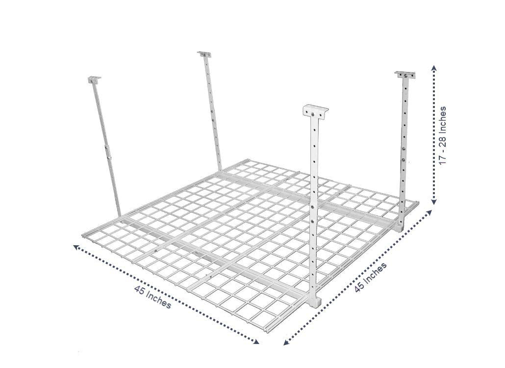 Hyloft 00540 45-Inch x 45-Inch Overhead Steel Garage Storage System, Adjustable Ceiling Mount Storage Rack, 250 Pound Weight Capacity, White - WoodArtSupply