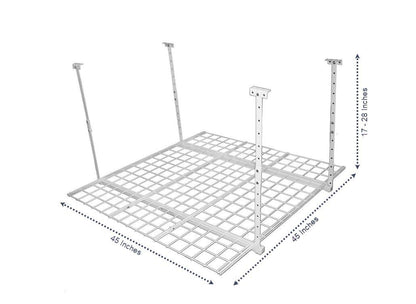 Hyloft 00540 45-Inch x 45-Inch Overhead Steel Garage Storage System, Adjustable Ceiling Mount Storage Rack, 250 Pound Weight Capacity, White - WoodArtSupply