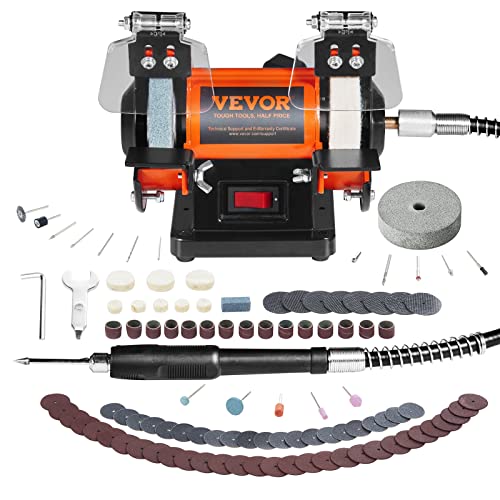VEVOR Bench Buffer Polisher, Bench Buffer Grinder Polishing & Buffing Machine for Metal/Jewelry/Wood/Jade/Plastic/Silver DIY, with Wool/Abrasive VEVOR