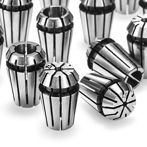 Genmitsu 15PCS ER11 Precision Spring Collet Set for CNC Engraving Milling Lathe Chuck Tool, 1.0mm-7.0mm & 1/4", 1/8" Genmitsu
