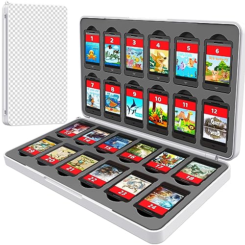 Switch Game Case Storage 24 Games Card and 24 Micro SD Cartridge Slots, Switch Game Holder for Nintendo Switch/OLED/Lite, Portable Switch Game Card - WoodArtSupply