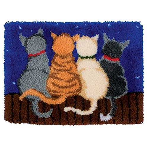 MeetBSelf Latch Hook Rug Kits Crocheting Carpet Rug Cats Acrylic Yarn Pre-Printed Canvas Cushion Mat Crochet Tapestry Sofa Decor - WoodArtSupply