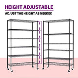 FDW 48"L×18"W×82"H Wire Shelving Unit Storage Cart Metal Shelf Rolling Utility Cart 2100Lbs Capacity with 6 Tier Casters Adjustable Layer Rack Strong FDW