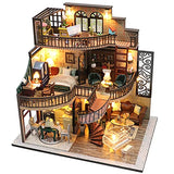 Lannso DIY Dollhouse Miniature Kit, Doll House Kit with Dust Proof Cover and Music Box, Mini Wooden Dollhouse Toys for Adult Gift(M2132) Lannso