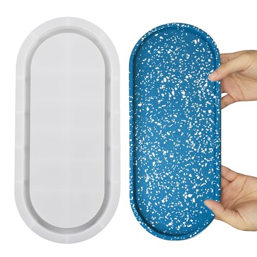 Wehous Large Resin Tray Mold, 13inch Oval Rolling Tray Molds, Big Silicone Tray Molds with Edges, Silicone Molds for Epoxy Resin, Jewelry Holder - WoodArtSupply