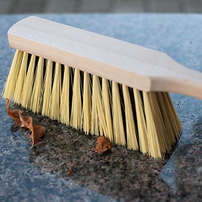 14.2" Hand Broom Medium-Soft Bristles Cleaning Brush, Bench Brush with Wooden Handle, Hand Brush for Professional and Domestic Use, Shop Brush, - WoodArtSupply