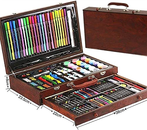 RMENST 130 Piece Art Set, Art Set in Portable Wooden Case, Crayons, Oil Pastels, Colored Pencils,Watercolor Cakes, Brushes, Art Supplies for Teens - WoodArtSupply