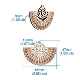 Pandahall 10pcs Undyed Nature Flat Round Wood Beads Pendants 2.55x1.85 Inch Hollow Wooden Charms for Jewelry Making (Wheat) PandaHall