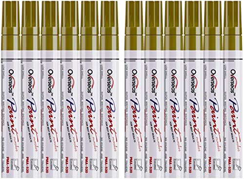 Lesun Gold Paint Pens Paint Markers, 12 Pack Waterproof Oil-Based Paint Pen Set Quick Dry and Permanent, Markers for Rock Painting, Stone, Ceramic, Lesun