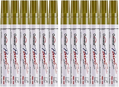 Lesun Gold Paint Pens Paint Markers, 12 Pack Waterproof Oil-Based Paint Pen Set Quick Dry and Permanent, Markers for Rock Painting, Stone, Ceramic, Lesun