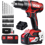 DCK Brushless Cordless Drill Set, 20V Max Electric Drill with 4.0Ah Battery 531in.lbs, 1/2Inch Keyless All-Metal Chuck, 2 Variable Speeds, Power DCK
