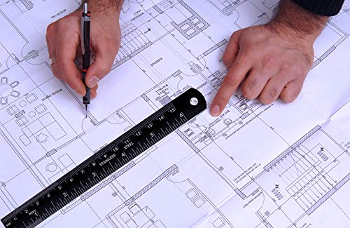 Zotemo Metal Ruler Kit 12 Inch and 6 Inch, Stainless Steel Rulers with Centimeters, Inches and Conversion Table for Office and School, 2 Pack Zotemo