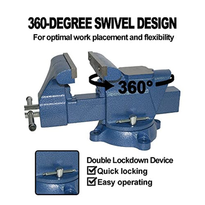 PPUMP Bench Vise 6 Inch Jaw Width 5.5 Inch Jaw Opening Home Vise - Secure Grip with 360° Swivel Base Home Vise Rotation Base - Assembled with a - WoodArtSupply