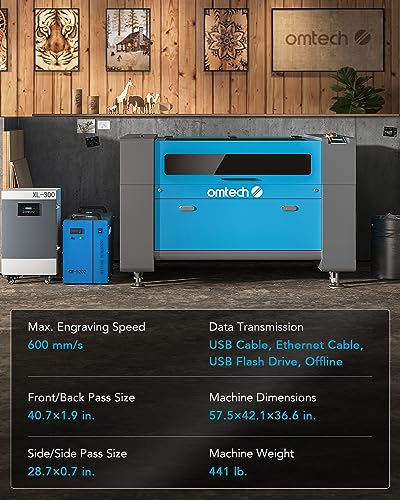 OMTech 80W CO2 Laser Engraver with LightBurn, 24x35 Inch Laser Engraving Cutting Machine with Autofocus Ruida Control Panel 4 Way Pass Air Assist,