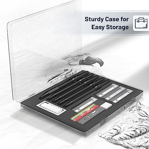 Mr. Pen- Metal Mechanical Pencil Set with Lead and Eraser Refills, 5 Sizes, Black, 0.3, 0.5, 0.7, 0.9, 2mm, Drawing Mechanical Pencils, Mechanical Mr. Pen