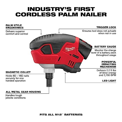 Milwaukee Electric Tool 2458-21 Cordless Nailer Kit, 1-3-1/2" Milwaukee
