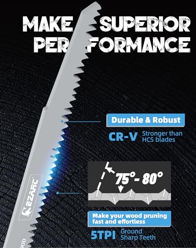 EZARC 12 Pieces Wood Pruning Reciprocating Saw Blade Set, Pruning Saw Blades for Tree Pruning, Wood/Wet Wood Cutting with Organizer Box, Durable & EZARC