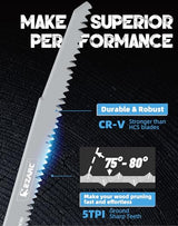 EZARC 12 Pieces Wood Pruning Reciprocating Saw Blade Set, Pruning Saw Blades for Tree Pruning, Wood/Wet Wood Cutting with Organizer Box, Durable & EZARC