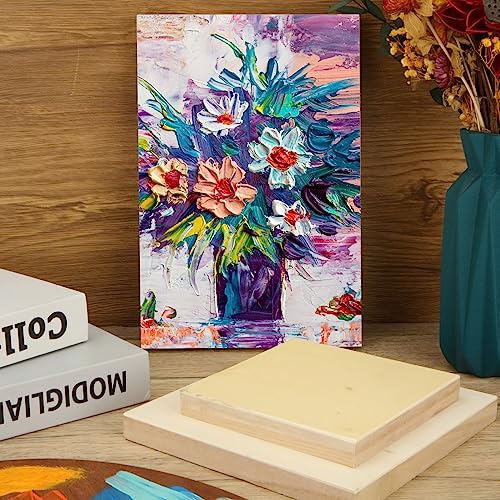 WOPPLXY 18 Pcs 4 Sizes Unfinished Wood Canvas Panels Kit, Wooden Canvas Boards, Wood Art Boards for Pouring Art, Crafts, Painting (6 x 6 Inch, 7.87 x