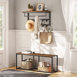 HOOBRO Dining Bench, 47.2 Inch Table Bench, Industrial Style Kitchen Bench, Steel Frame, Easy to Assemble, for Kitchen, Dining Room, Rustic Brown and HOOBRO