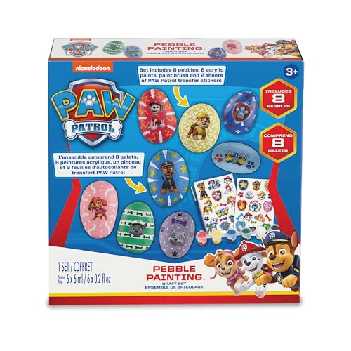 Paw Patrol Pebble Painting Craft Set - Pawsome Art Paint Set for Kids with Acrylic Paints, Paintbrush, Stickers, Stones - Creative Toddler Arts and