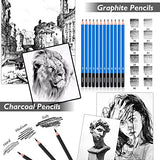 Caliart Drawing Supplies, Art Set Sketching Kit with 100 Sheets 3-Color Sketch Book, Graphite Colored Charcoal Watercolor & Metallic Pencils, Gifts Caliart