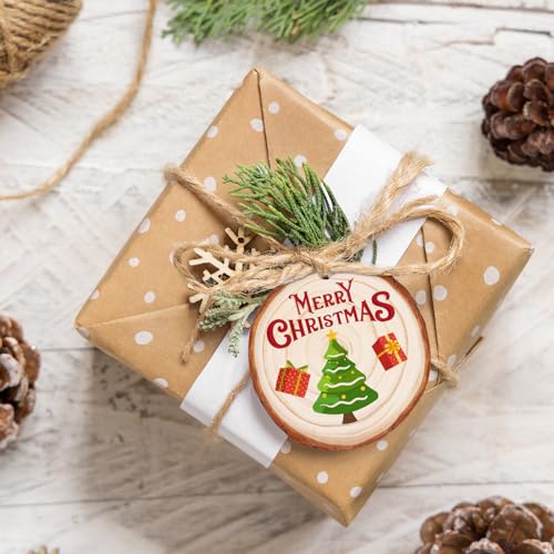 Max Fun Natural Wood Slices 30PCS 3.5-4'' Crafts DIY Wooden Christmas Ornaments Unfinished Predrilled Round Wood Circles for Arts and Crafts Max Fun