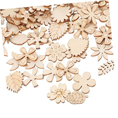 TOYANDONA 200pcs DIY Graffiti Wood Chips Wood Cutouts for Crafts Unfinished Wood Cutouts Wooden Shapes to Paint Flowers Fall Leaves for Crafts TOYANDONA