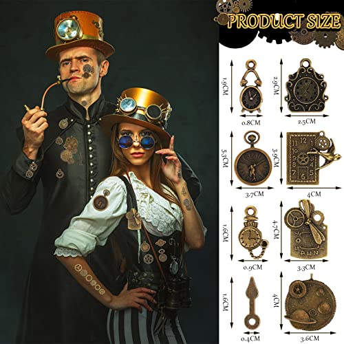 Hicarer 300 Gram Antique Steampunk Gear, DIY Assorted Mix Steampunk Wheel Alloy Cog Gear Pendants Charms Metal Watches Clocks Skull Charms for Hicarer