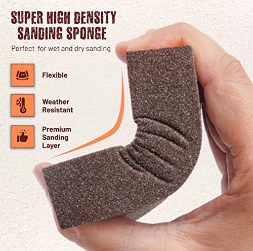 Afruxy Sanding Sponge Super High-Density Sandpaper Block, Coarse Fine Medium Grit Sanding Block, Reusable Dry Wet Sanding Blocks for Wood,