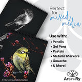 Art-N-Fly Black Sketch Pad Mini 5.5x8.5" 2 Pack - Black Paper Sketchbook for Drawings, Perforated Edge on Spiral 100 Sheets Total - Art Sketch Book Art-n-Fly