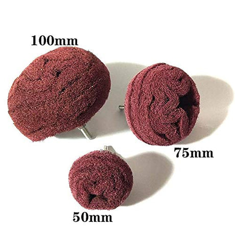 Polishing (Brushing) Shaped scouring pad Grinding Head - 7Pcs Red Non Woven Abrasive Drill Buffing Attachment Set with 1/4 Handle for ABSOK