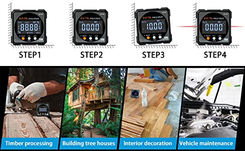 Digital Angle Finder with Electronic Laser - 4-side Strong Magnetic Angle Gauge, Cube Inclinometer with Backlight, Table Saw Miter Protractor,