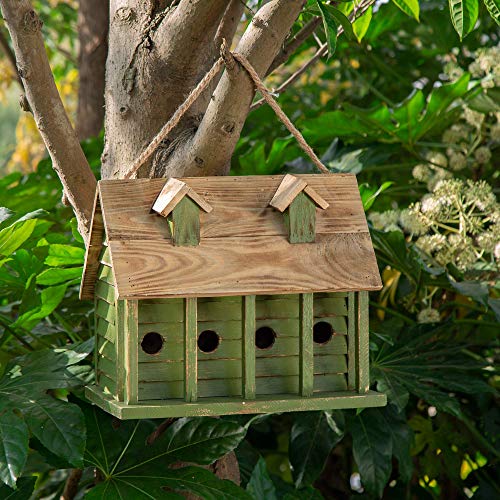 Glitzhome 11" H Hanging Birdhouse Distressed Wooden Decorative Garden Watermelon Bird House for Outside glitzhome