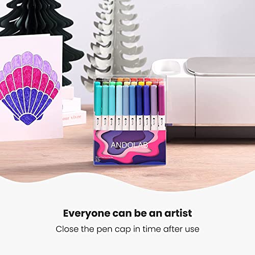 ANDOLAB Fine Point Pens for Cricut Maker 3/Maker/Explore 3/Air 2/Air, 0.4 Tip Ultimate Fine Point Pens Set of 30 Pack Supplies Tools Accessories ANDOLAB
