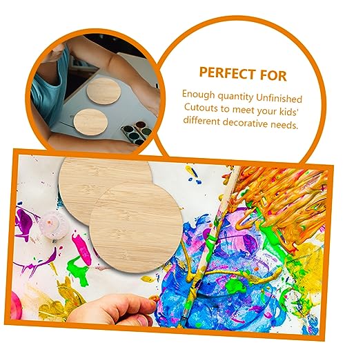 Operitacx 10pcs Round Bamboo Unfinished Bamboo Chips Premium Unfinished Slices Unfinished Round Chips Circle Blank Cutouts Painting Materials Operitacx