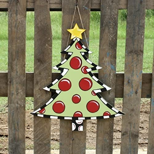 Wooden Christmas Tree with Star, Unfinished MDF Decorative Cutout, DIY Holiday Craft Shape Build-A-Cross