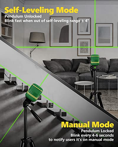 APEXFORGE X1C Cross Line Laser Level, with Rechargeable Battery, 100ft Green Beam, Self-Leveling, Vertical and Horizontal Line, Pulse Mode, 360° APEXFORGE