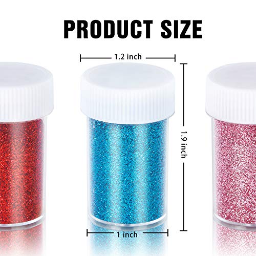 TORC Extra Fine Glitter Shaker Jar Set 12 Colors, Glitter Powder for Crafts Resin Projects Tumblers Nail Makeup Slime, 16 g/0.56 oz Each TORC