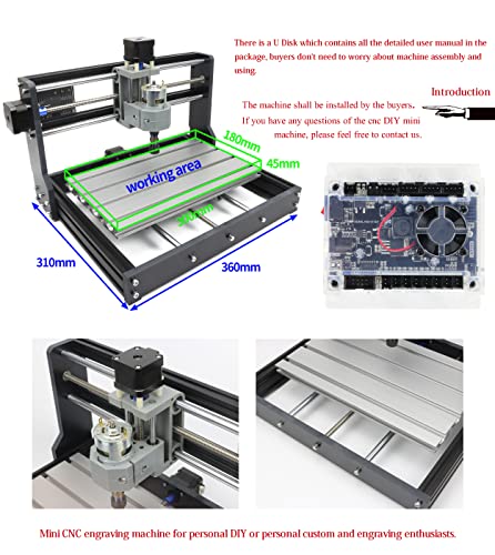 RATTMMOTOR 3018 Pro DIY CNC Router Kit+GRBL Offline Controller, 3 Axis Hobby CNC Router Machine, Plastic Acrylic PVC PCB Wood Mini Desktop Engraving - WoodArtSupply