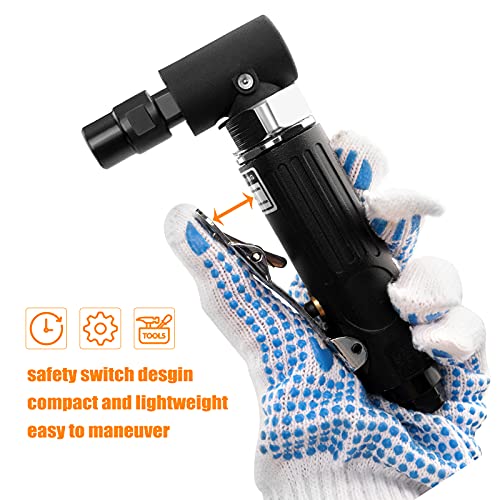 YON.SOU. Air Die Grinder - 1/4", Right Angle, 20,000 RPM, Pneumatic Power, Safety Lock, 90 Degree, Mini, Angle Die Grinder for Grinding, Polishing, YON.SOU.