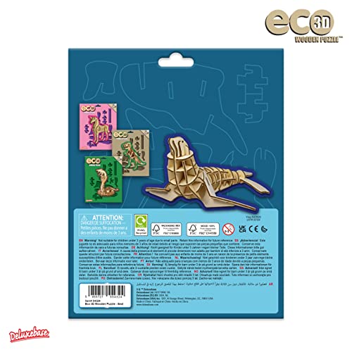 Eco 3D Wooden Puzzle Seal from Deluxebase. Animal Themed DIY 3D Puzzle Craft Kit. Sustainable Wood Ocean Animal Toys Perfect Model Building Kits for Eco 3D Wooden Puzzle