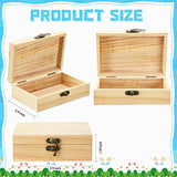 Unfinished Wooden Box with Hinged Lid Wood Small Craft Unpainted Box Jewelry Keepsake Rectangle Box Treasure Gift Storage Box for DIY Craft Home Tuanse