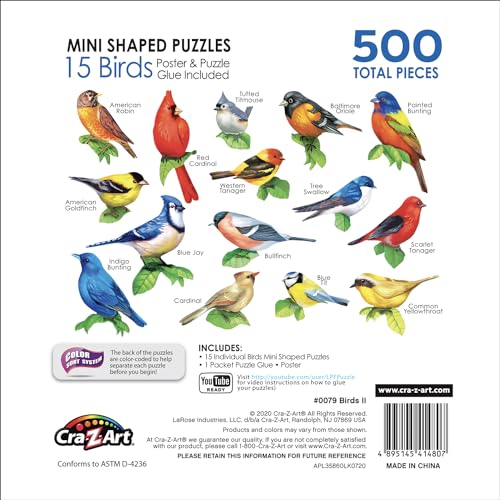 CRA-Z-Art - RoseArt - Mini-Shaped - Songbirds II - 500 Piece Jigsaw Puzzle - WoodArtSupply