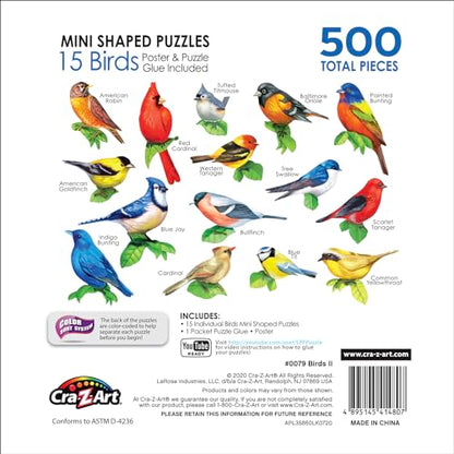 CRA-Z-Art - RoseArt - Mini-Shaped - Songbirds II - 500 Piece Jigsaw Puzzle - WoodArtSupply